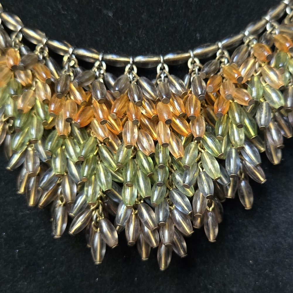 Handmade stunning rainbow ombre beadded statement bib necklace - Picture 5 of 7